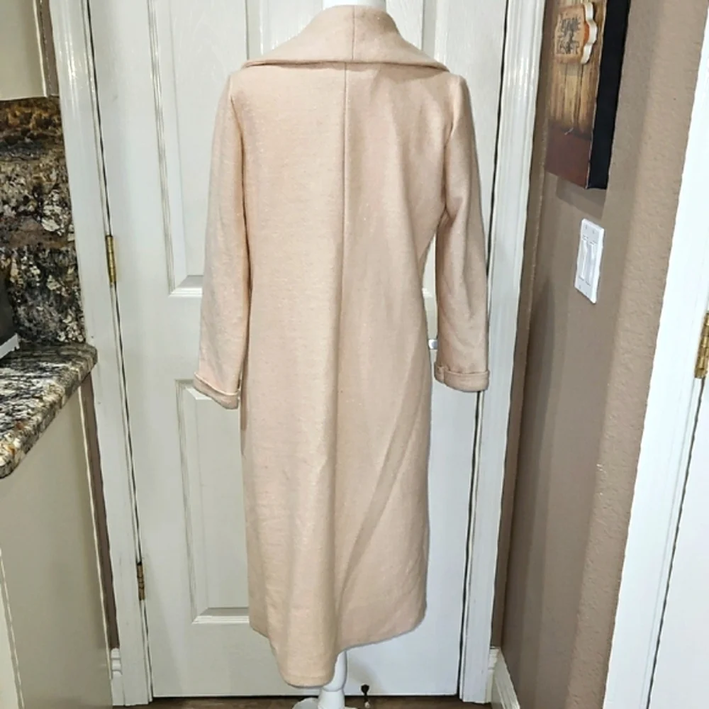 BeBe Wool Blend Pastel Pink With Silver Thredding Trech Coat Jacket - Picture 5 of 10
